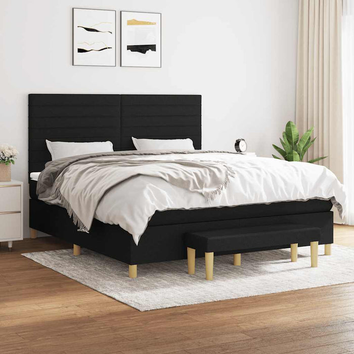 Pat box spring cu saltea, negru, 160x200 cm, textil - WALTI WALTI