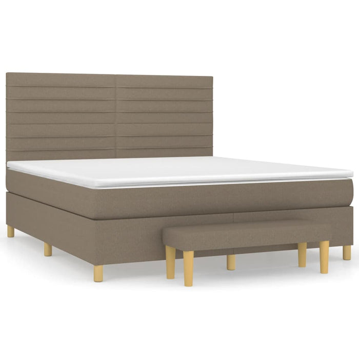 Pat box spring cu saltea, gri taupe, 160x200 cm material textil - WALTI WALTI