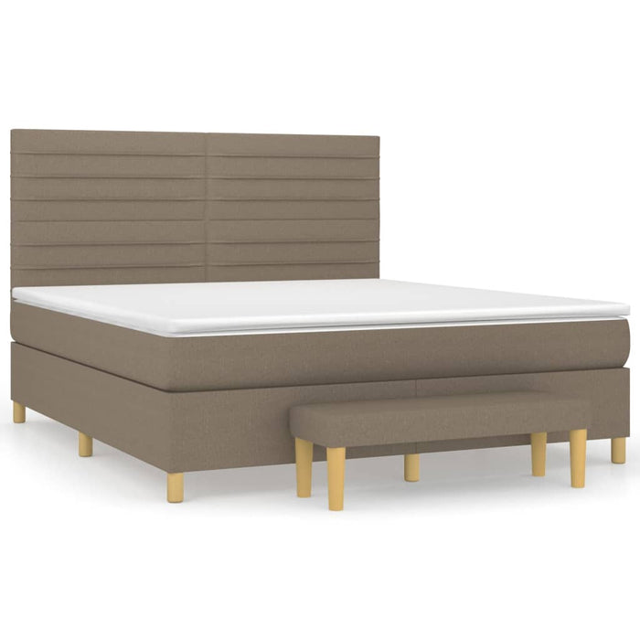 Pat continental cu saltea, gri taupe, 180x200 cm, textil - WALTI WALTI