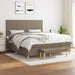 Pat continental cu saltea, gri taupe, 180x200 cm, textil - WALTI WALTI