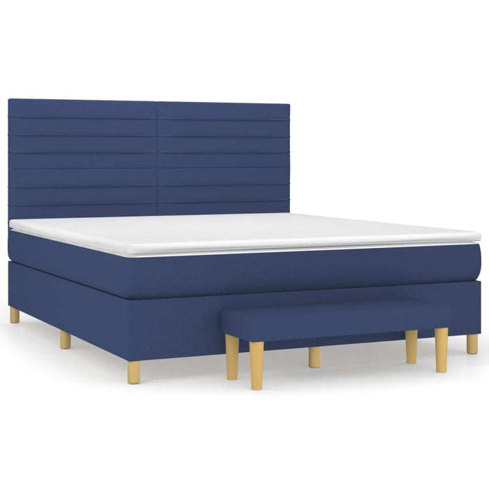 Pat box spring cu saltea, albastru, 180x200 cm, material textil - WALTI WALTI