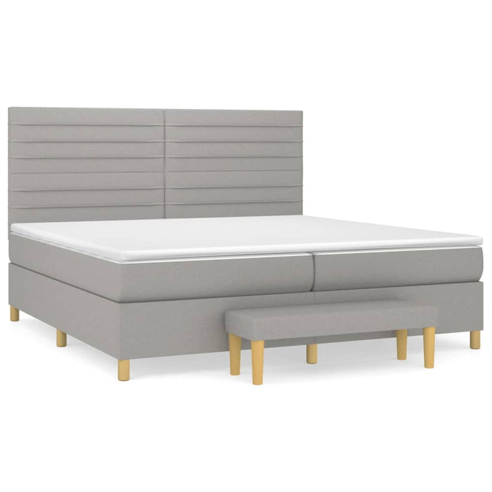 Pat box spring cu saltea, gri deschis, 200x200 cm, textil - WALTI WALTI
