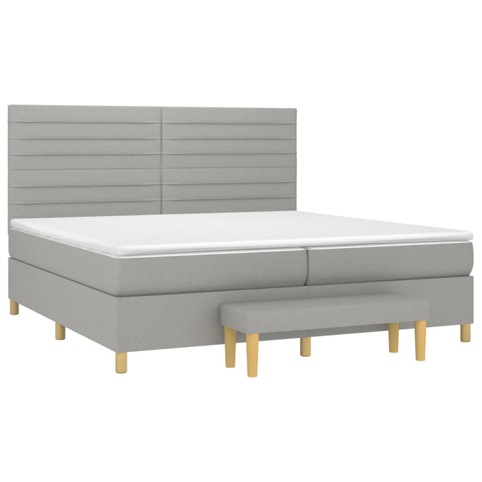 Pat box spring cu saltea, gri deschis, 200x200 cm, textil - WALTI WALTI