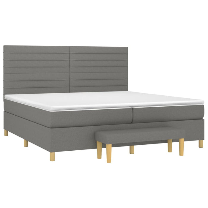 Pat box spring cu saltea, gri închis, 200x200 cm, textil - WALTI WALTI