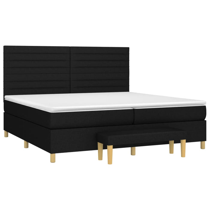 Pat box spring cu saltea, negru, 200x200 cm, textil - WALTI WALTI