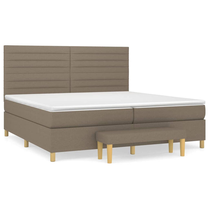 Pat box spring cu saltea, gri taupe, 200x200 cm, textil - WALTI WALTI