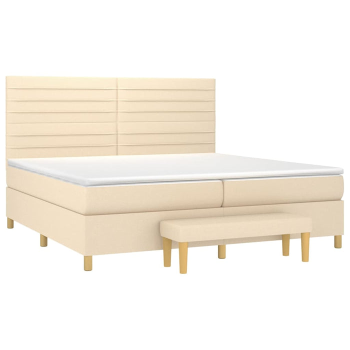 Pat box spring cu saltea, crem, 200x200 cm, textil - WALTI WALTI