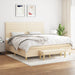Pat box spring cu saltea, crem, 200x200 cm, textil - WALTI WALTI