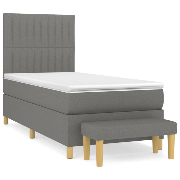 Pat box spring cu saltea, gri închis, 90x190 cm, textil - WALTI WALTI