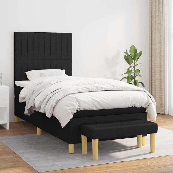 Pat box spring cu saltea, negru, 90x190 cm, textil - WALTI WALTI