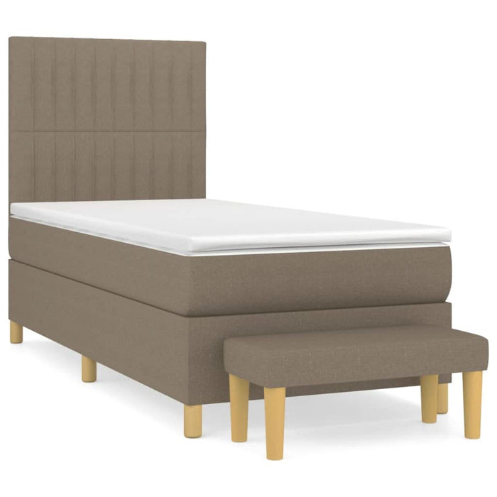 Pat box spring cu saltea, gri taupe, 100x200 cm, textil - WALTI WALTI