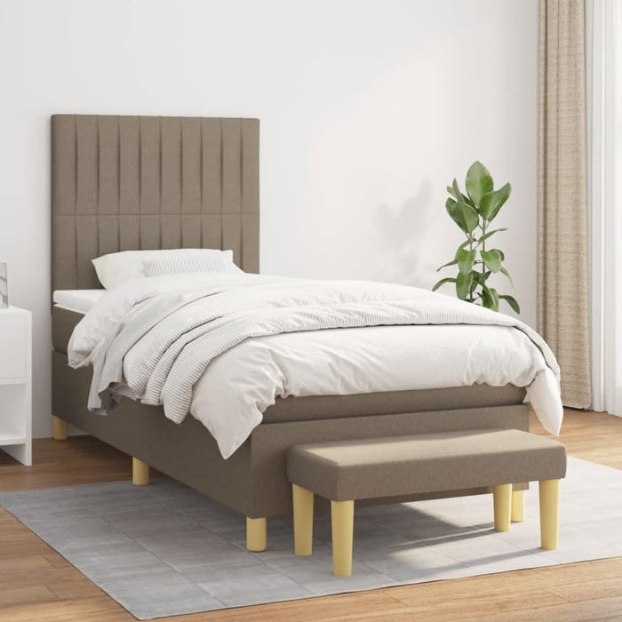 Pat box spring cu saltea, gri taupe, 100x200 cm, textil - WALTI WALTI