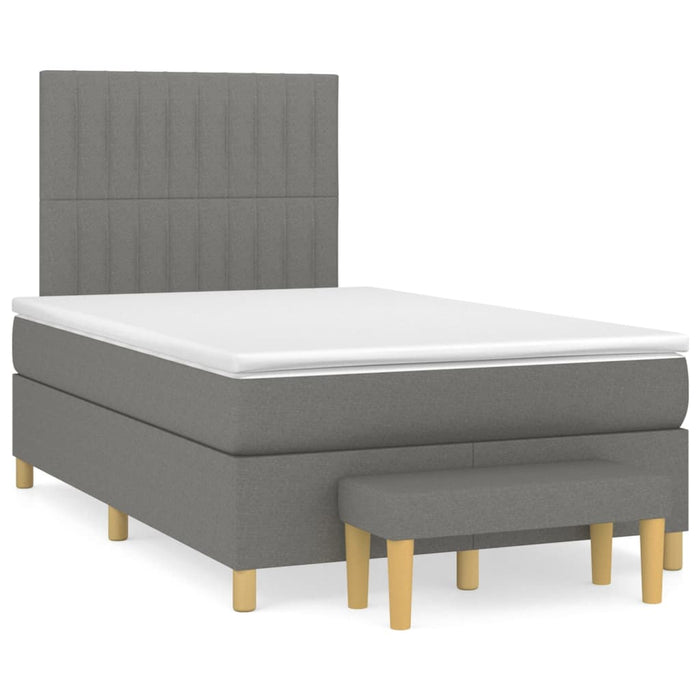 Pat box spring cu saltea, gri închis, 120x200 cm, textil - WALTI WALTI