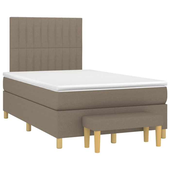 Pat box spring cu saltea, gri taupe, 120x200 cm, textil WALTI