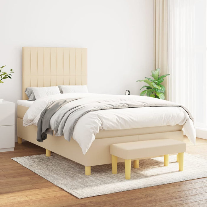 Pat box spring cu saltea, crem, 120x200 cm, textil - WALTI WALTI
