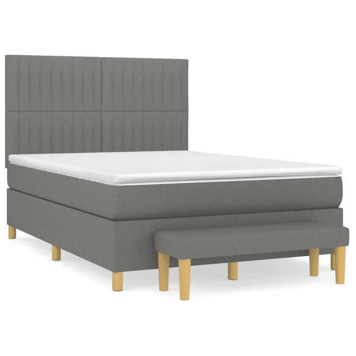 Pat box spring cu saltea, gri închis, 140x190 cm, textil - WALTI WALTI