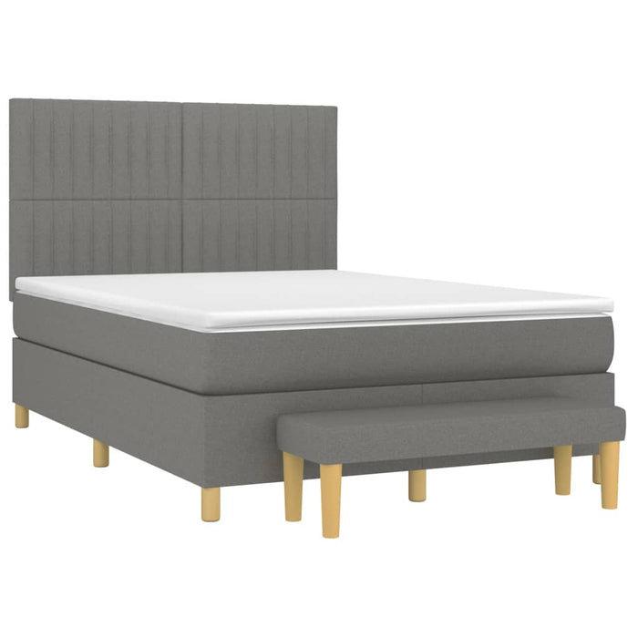 Pat box spring cu saltea, gri închis, 140x190 cm, textil - WALTI WALTI