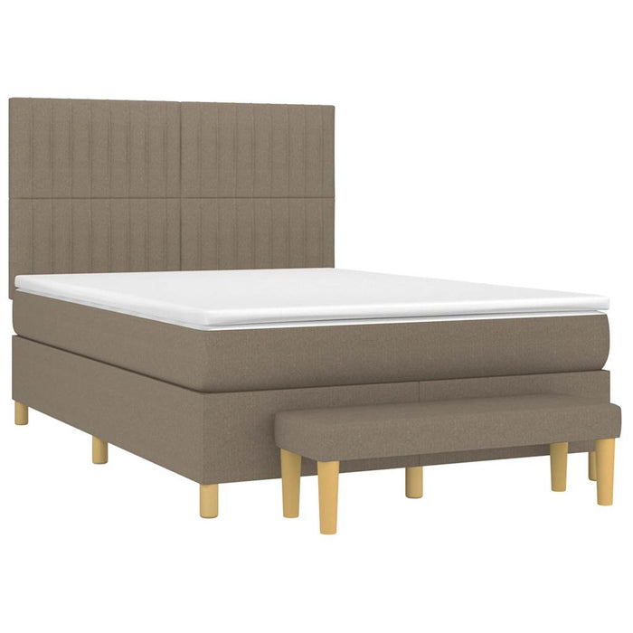 Pat box spring cu saltea, gri taupe, 140x200 cm, textil - WALTI WALTI