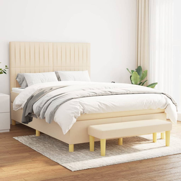 Pat continental cu saltea, crem, 140x200 cm, material textil - WALTI WALTI