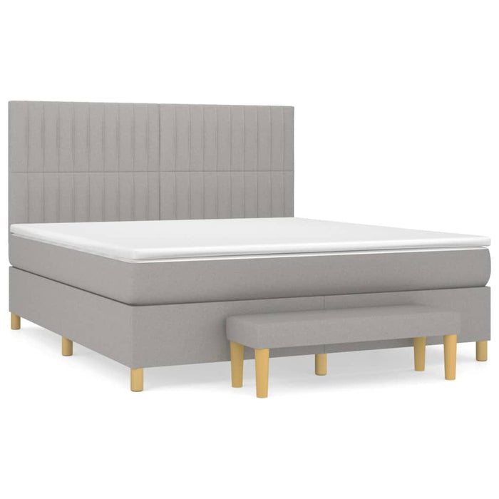 Pat continental cu saltea, gri deschis, 160x200 cm, textil WALTI