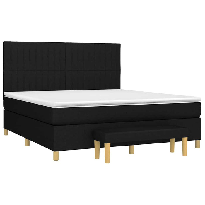 Pat box spring cu saltea, negru, 160x200 cm, textil - WALTI WALTI