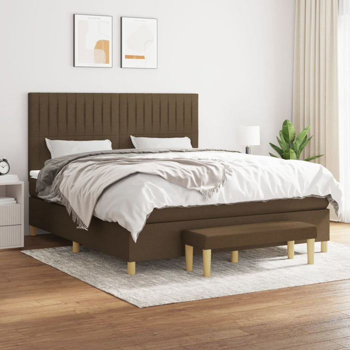 Pat box spring cu saltea, maro închis, 160x200 cm, textil WALTI