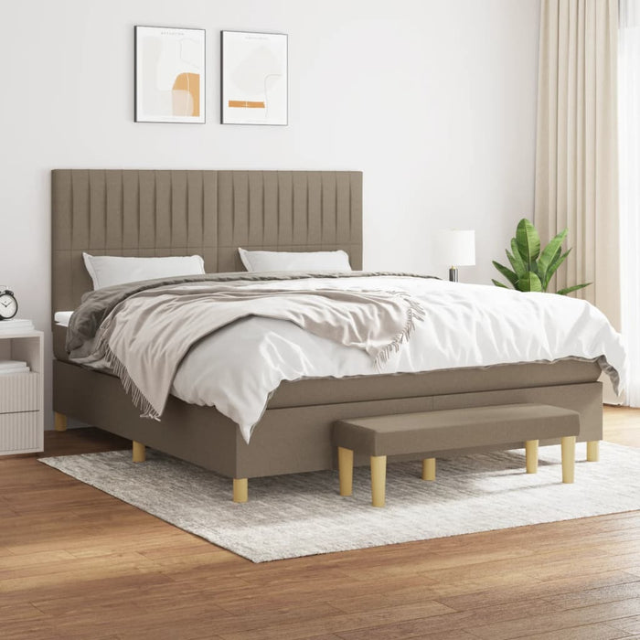 Pat box spring cu saltea, gri taupe, 160x200 cm material textil - WALTI WALTI