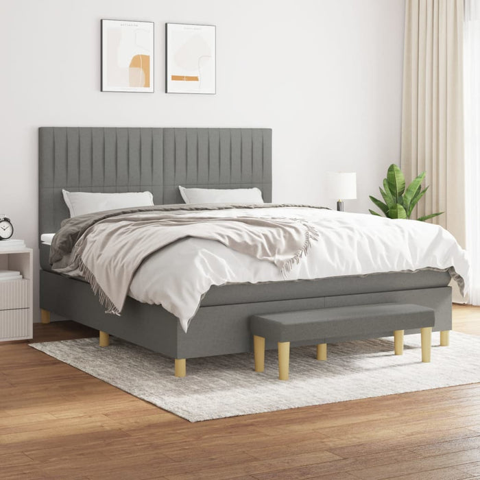 Pat box spring cu saltea, gri închis, 180x200 cm, textil - WALTI WALTI