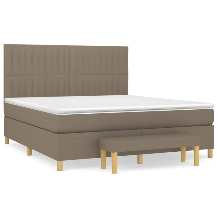 Pat continental cu saltea, gri taupe, 180x200 cm, textil WALTI