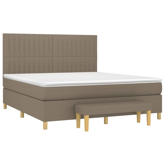 Pat continental cu saltea, gri taupe, 180x200 cm, textil WALTI