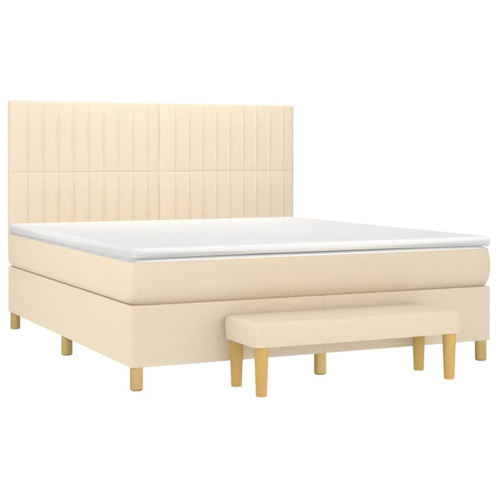 Pat continental cu saltea, crem, 180x200 cm, textil WALTI