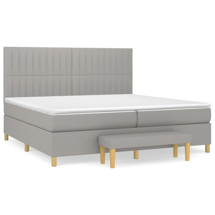 Pat box spring cu saltea, gri deschis, 200x200 cm, textil - WALTI WALTI