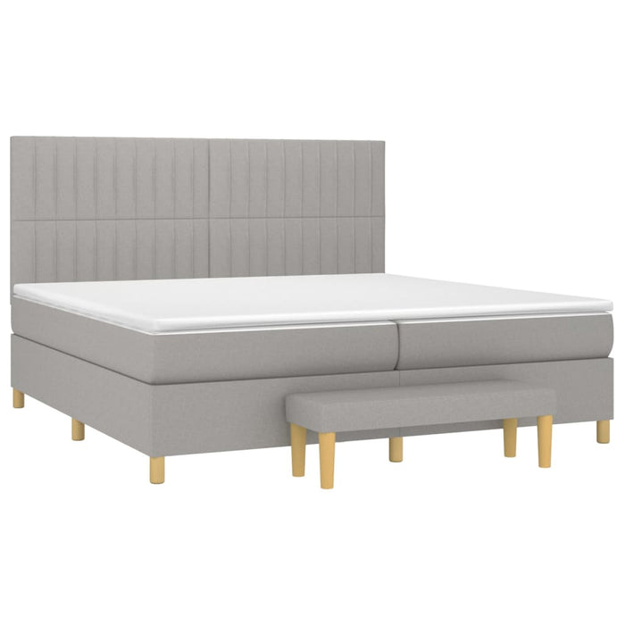 Pat box spring cu saltea, gri deschis, 200x200 cm, textil - WALTI WALTI