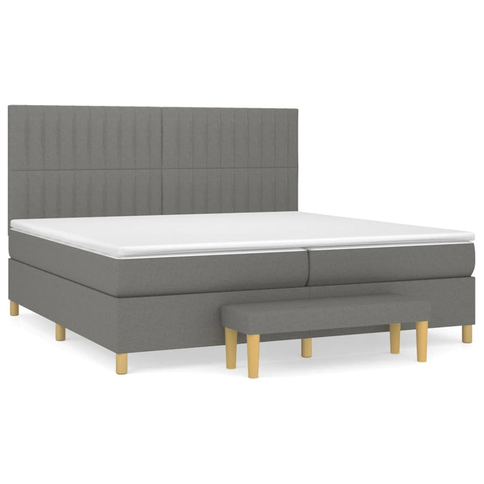 Pat box spring cu saltea, gri închis, 200x200 cm, textil - WALTI WALTI