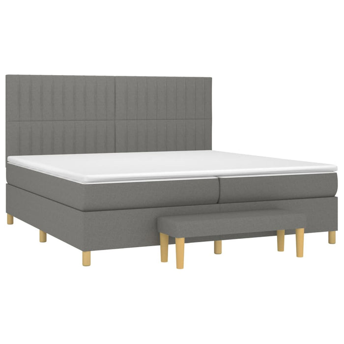 Pat box spring cu saltea, gri închis, 200x200 cm, textil - WALTI WALTI
