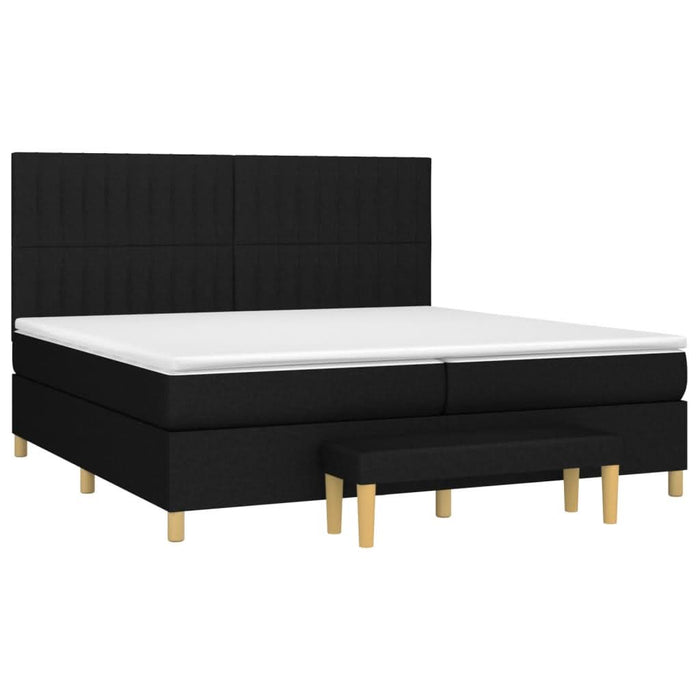 Pat box spring cu saltea, negru, 200x200 cm, textil - WALTI WALTI