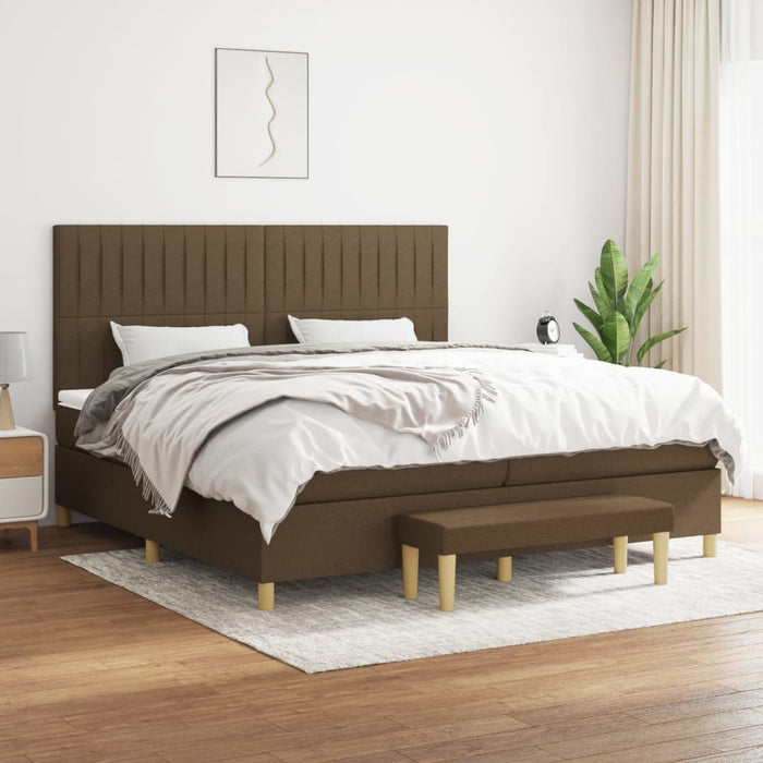 Pat box spring cu saltea, maro închis, 200x200 cm, textil - WALTI WALTI