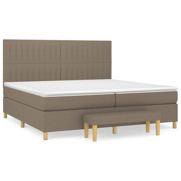 Pat box spring cu saltea, gri taupe, 200x200 cm, textil - WALTI WALTI