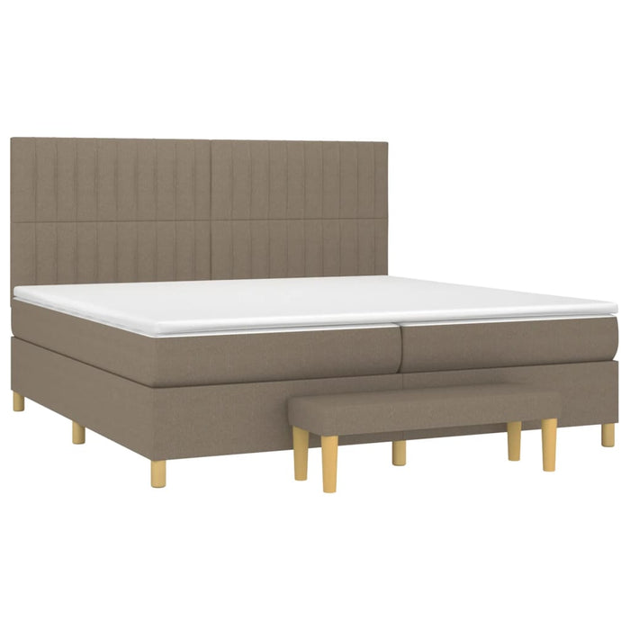 Pat box spring cu saltea, gri taupe, 200x200 cm, textil - WALTI WALTI
