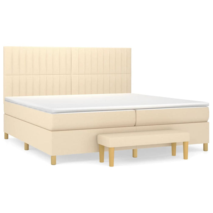Pat box spring cu saltea, crem, 200x200 cm, textil WALTI