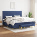 Pat box spring cu saltea, albastru, 200x200 cm, textil - WALTI WALTI