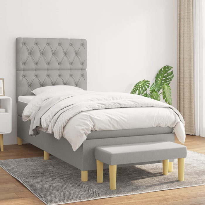 Pat continental cu saltea, gri deschis, 80x200 cm, textil - WALTI WALTI