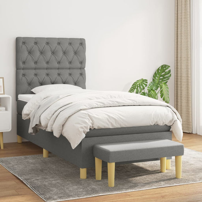 Pat box spring cu saltea, gri închis, 80x200 cm, textil - WALTI WALTI