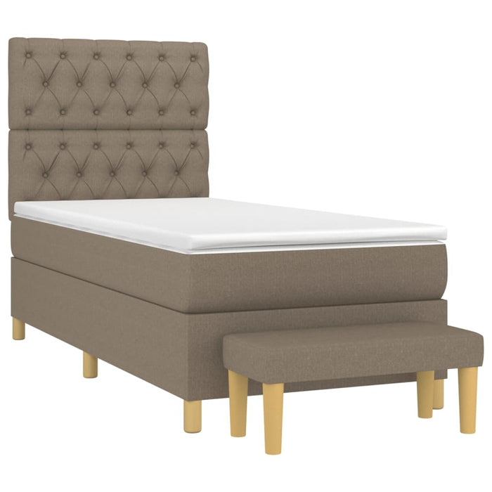Pat box spring cu saltea, gri taupe, 80x200 cm, textil WALTI