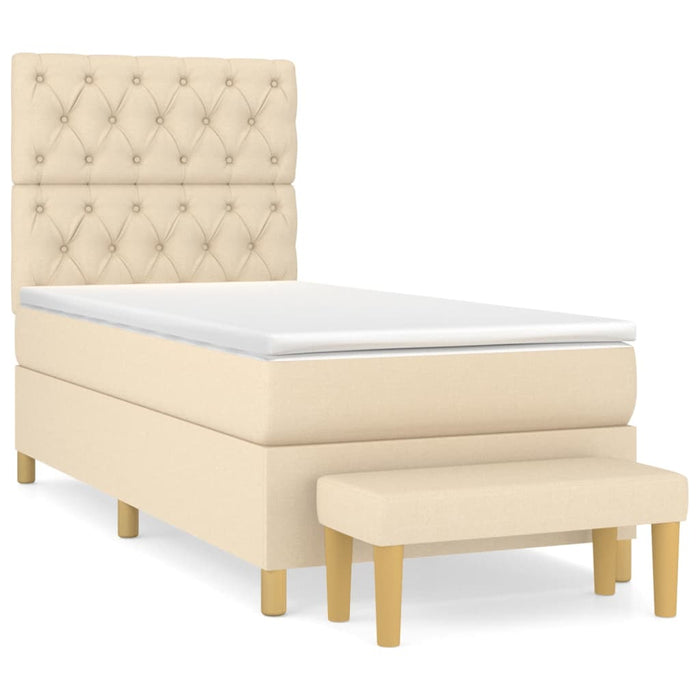 Pat box spring cu saltea, crem, 80x200 cm, textil - WALTI WALTI