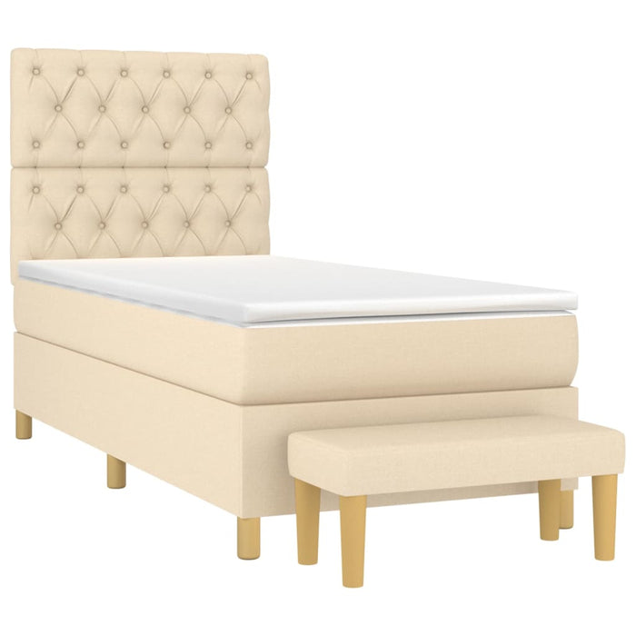 Pat box spring cu saltea, crem, 80x200 cm, textil - WALTI WALTI