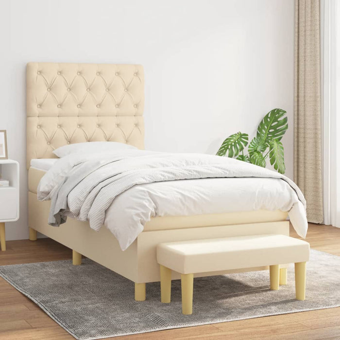 Pat box spring cu saltea, crem, 80x200 cm, textil - WALTI WALTI