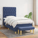 Pat box spring cu saltea, albastru, 80x200 cm, textil - WALTI WALTI