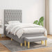 Pat box spring cu saltea, gri deschis, 90x190 cm, textil - WALTI WALTI