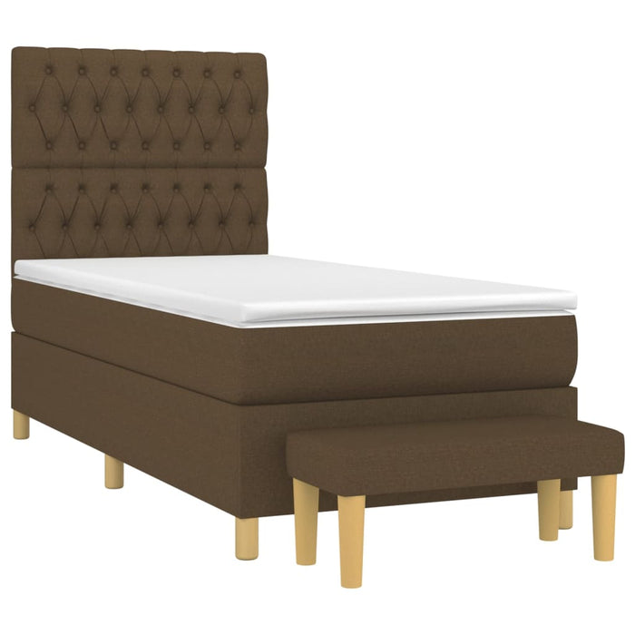 Pat box spring cu saltea, maro închis, 90x190 cm, textil - WALTI WALTI